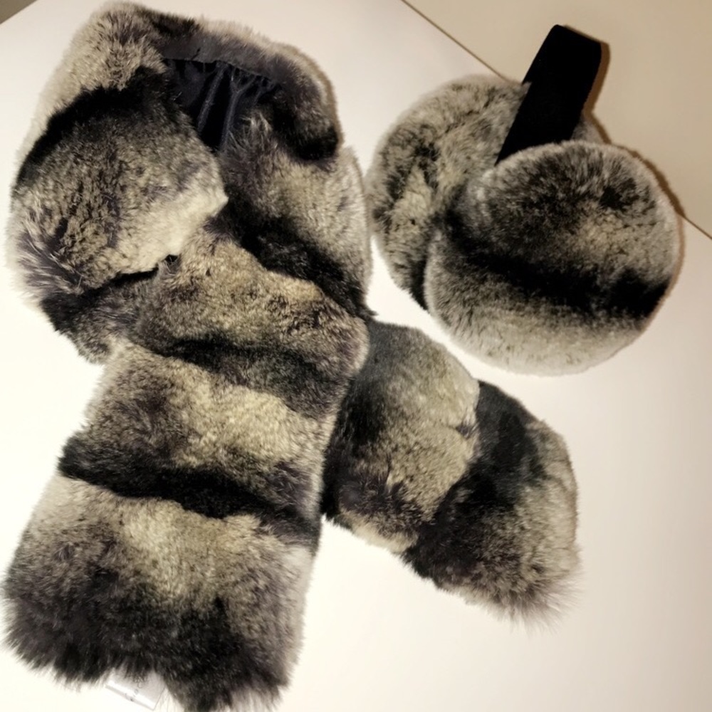 Mink ear muffs and neck wrap